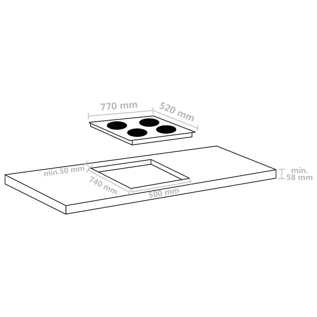 induktionskogeplade med 4 zoner Touch Control 7000 W 77 cm glas