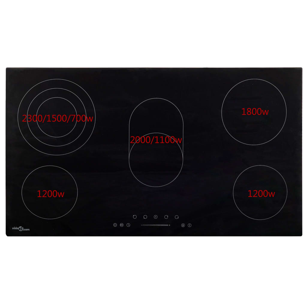 keramisk kogeplade med 5 brændere Touch Control 8500 W 77 cm
