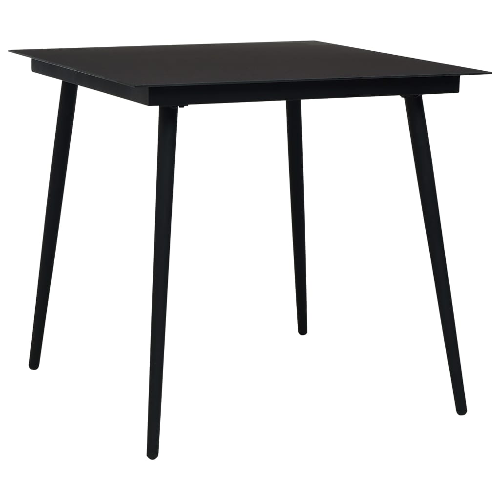 havebord 80x80x74 cm stål og glas sort