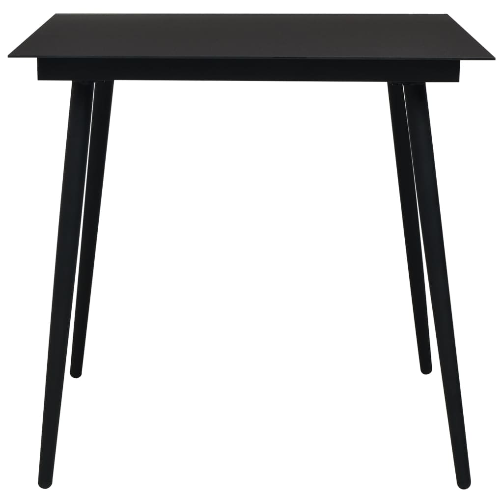 havebord 80x80x74 cm stål og glas sort