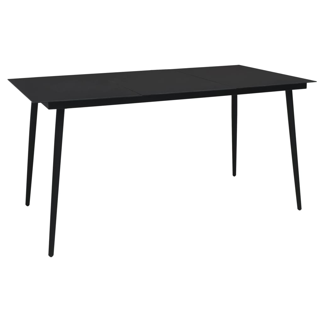 havebord 150x80x74 cm stål og glas sort