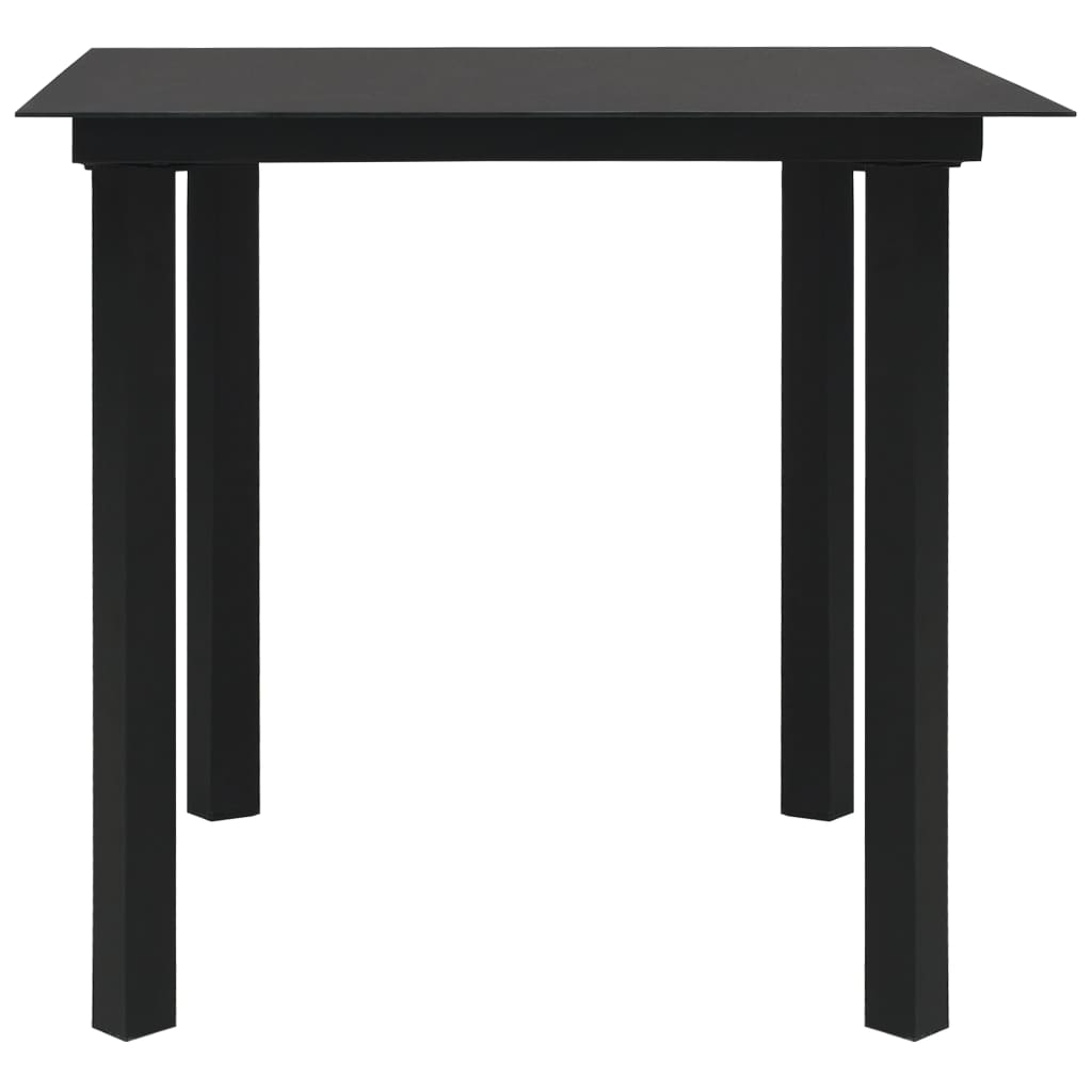 havebord 80x80x74 cm stål og glas sort