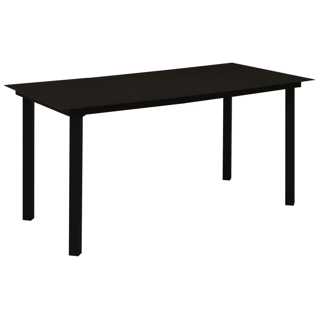 havebord 150x80x74 cm stål og glas sort