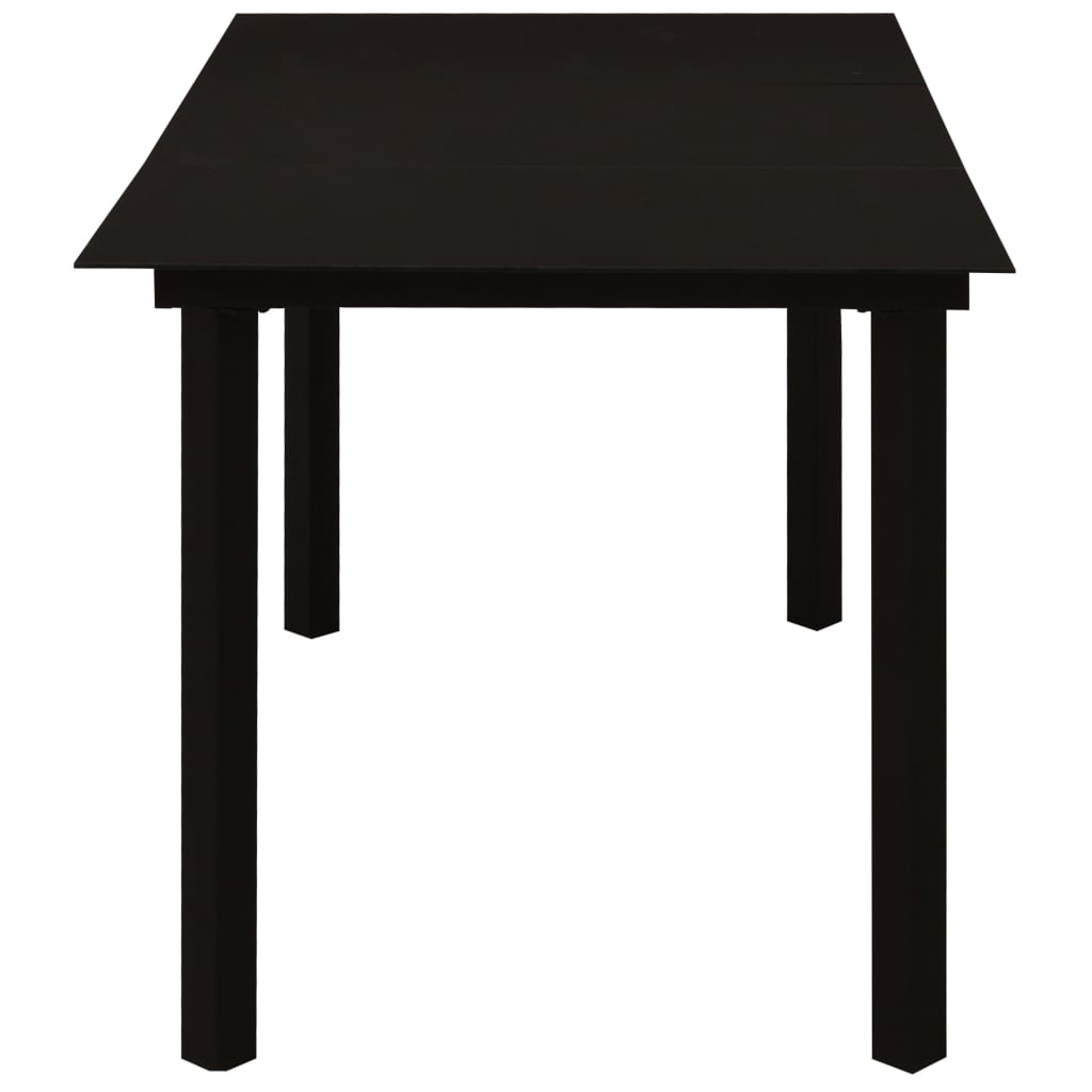 havebord 150x80x74 cm stål og glas sort