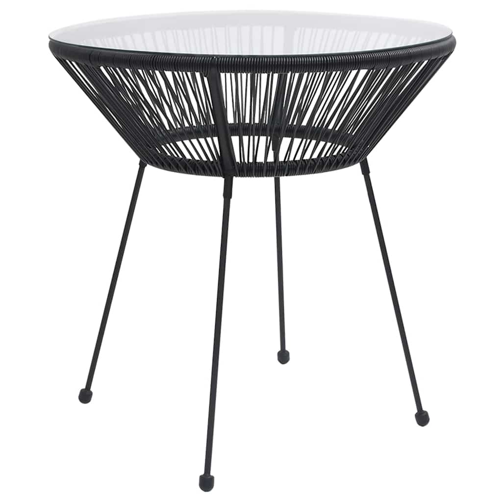 havebord Ø70x74 cm rattan og glas sort