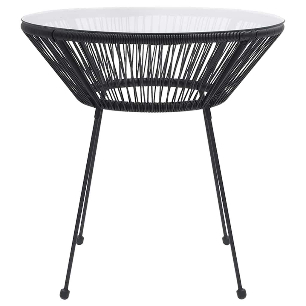 havebord Ø70x74 cm rattan og glas sort
