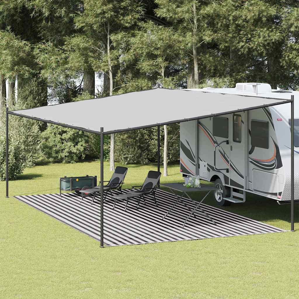 telttæppe 400x600 cm HDPE antracitgrå og hvid