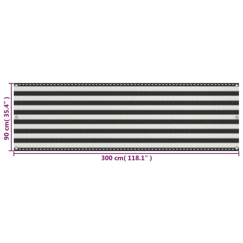altanafskærmning HDPE 90x300 cm antracitgrå og hvid