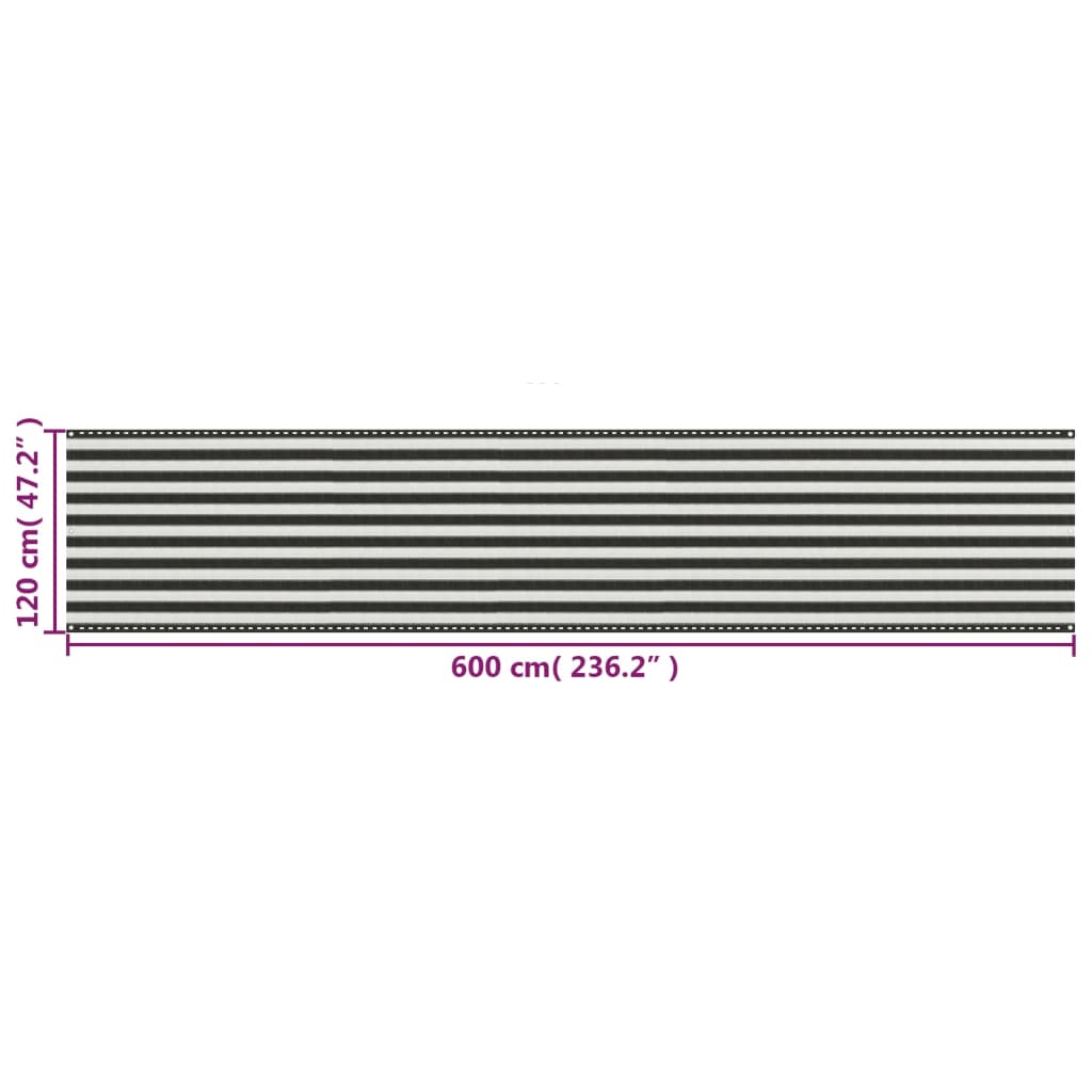altanafskærmning HDPE 120x600 cm antracitgrå og hvid