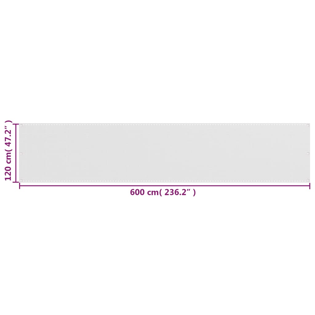 altanafskærmning 120x600 cm HDPE hvid