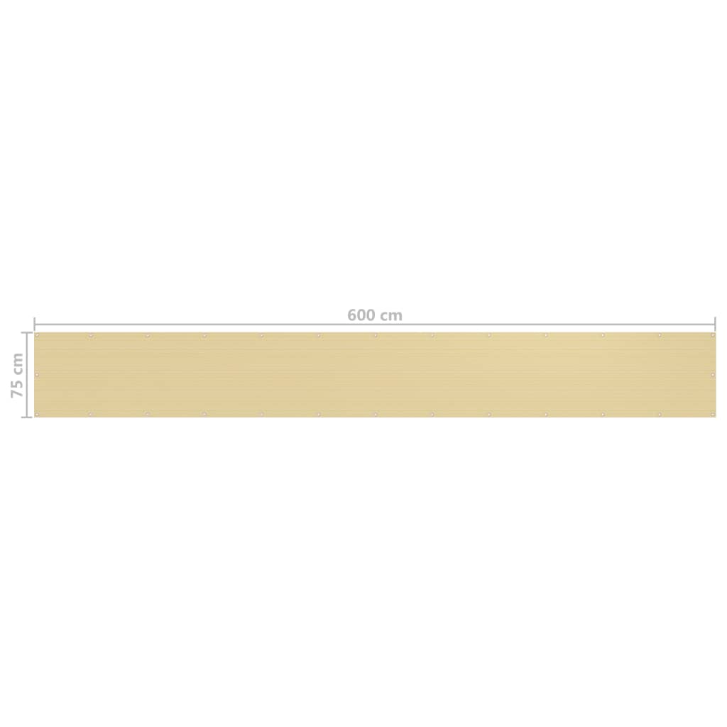 altanafskærmning 75x600 cm HDPE beige