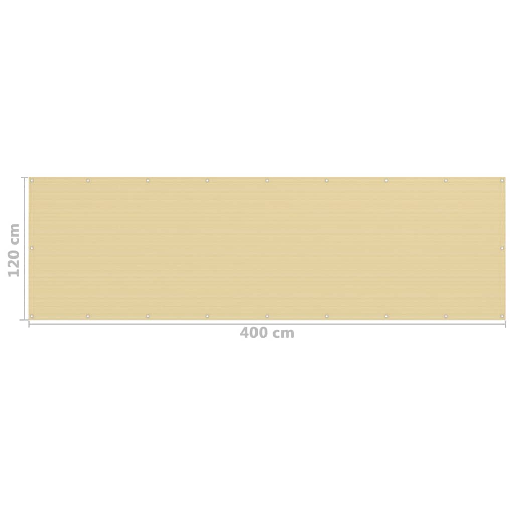 altanafskærmning 120x400 cm HDPE beige