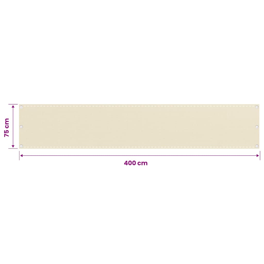 altanafskærmning 75x400 cm HDPE cremefarvet