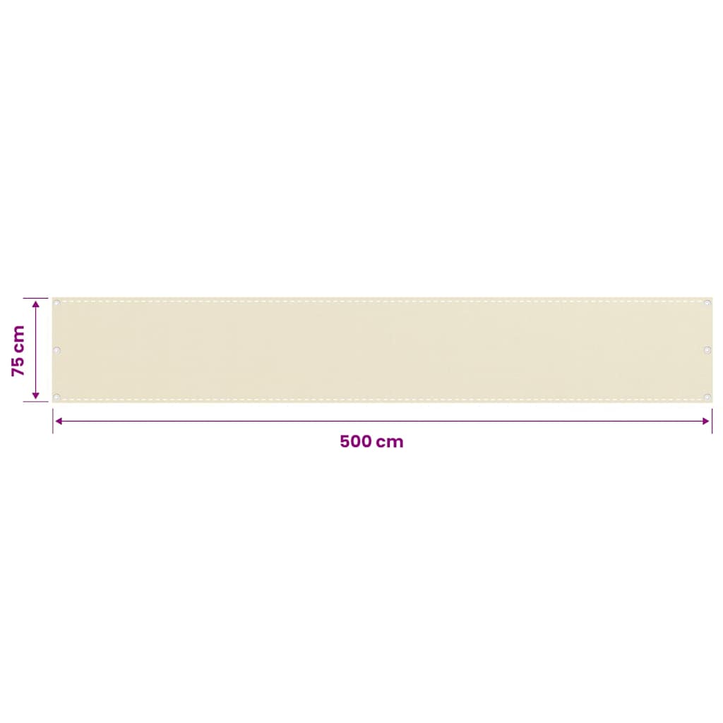 altanafskærmning 75x500 cm HDPE cremefarvet