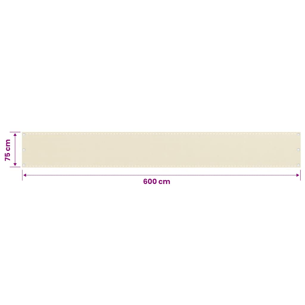 altanafskærmning 75x600 cm HDPE cremefarvet