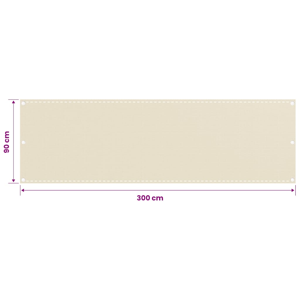 altanafskærmning 90x300 cm HDPE cremefarvet
