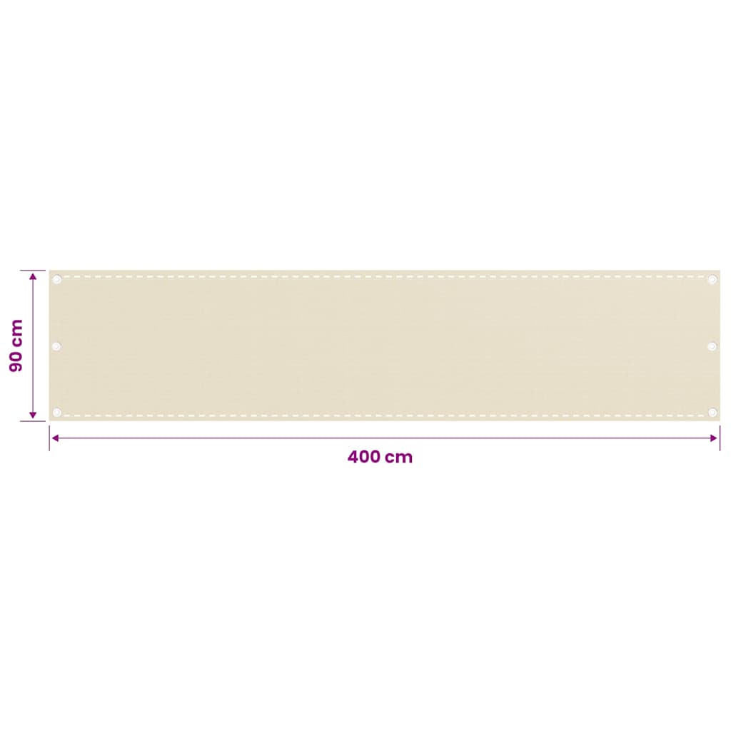 altanafskærmning 90x400 cm HDPE cremefarvet