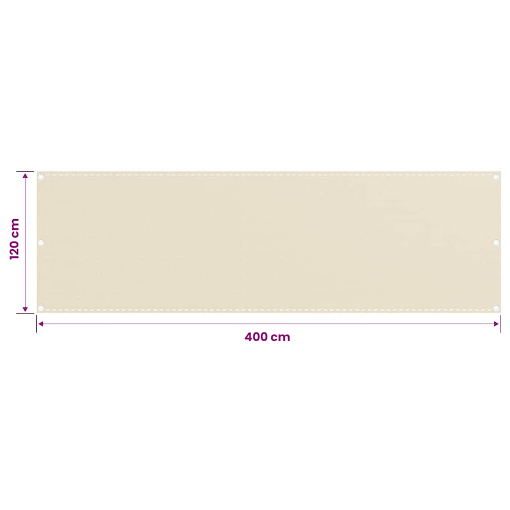 altanafskærmning 120x400 cm HDPE cremefarvet