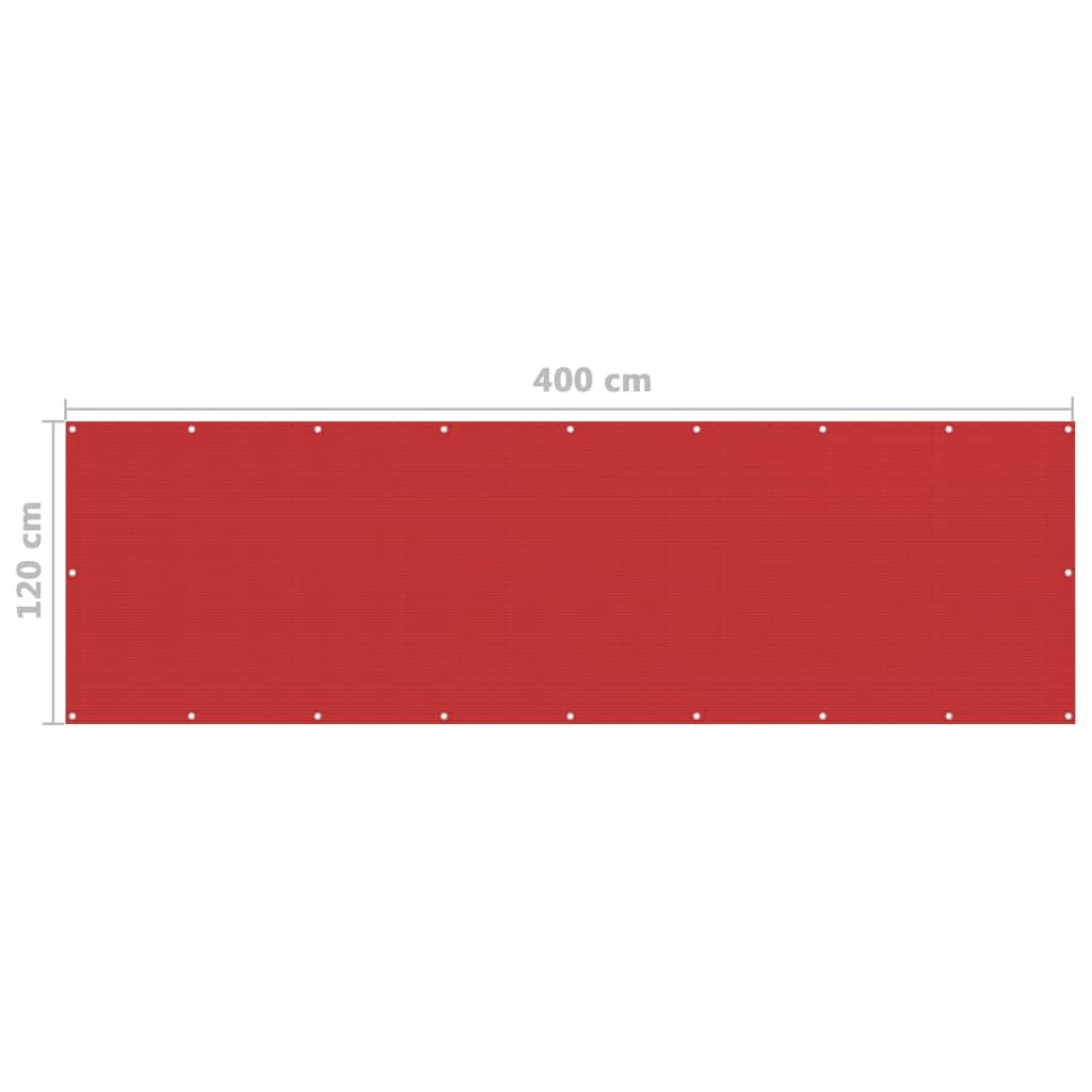 altanafskærmning 120x400 cm HDPE rød