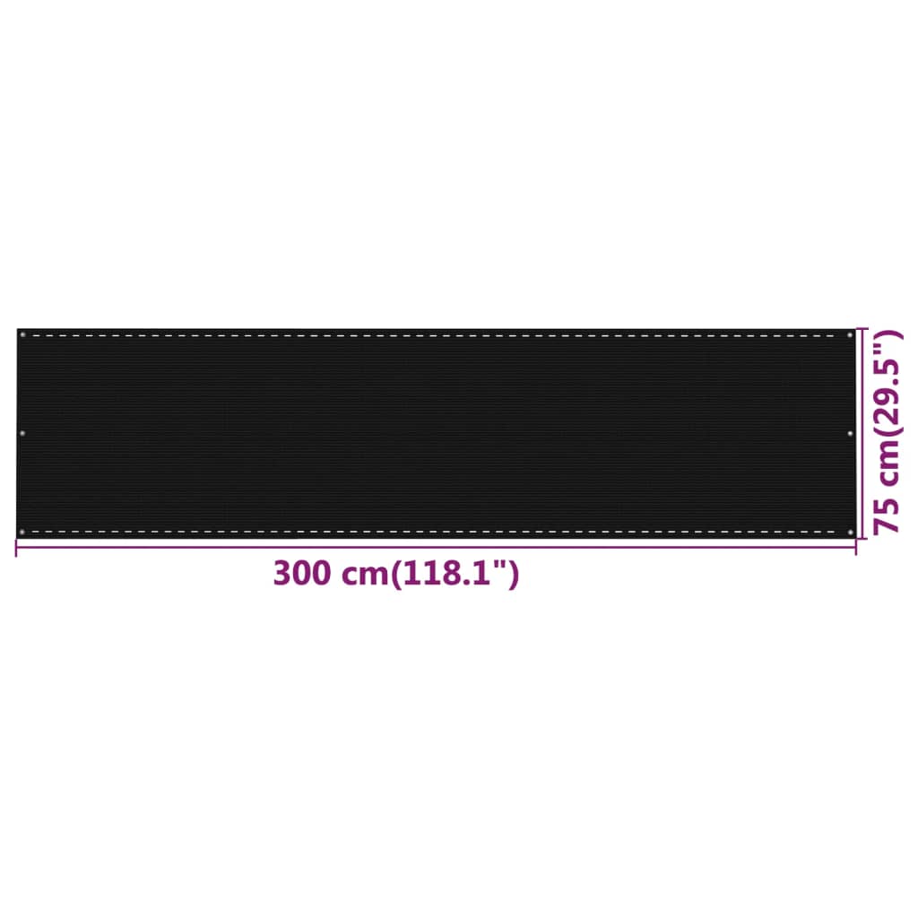 altanafskærmning 75x300 cm HDPE sort