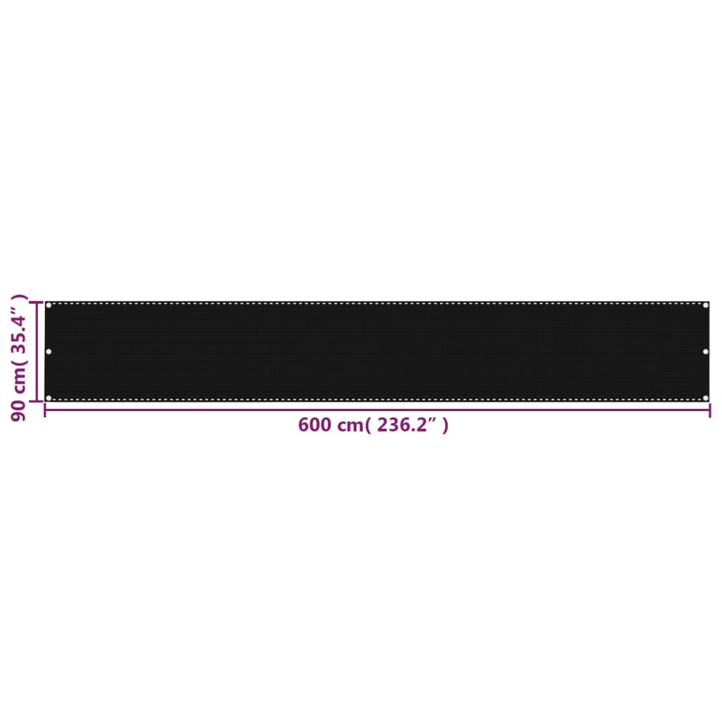 altanafskærmning 90x600 cm HDPE sort