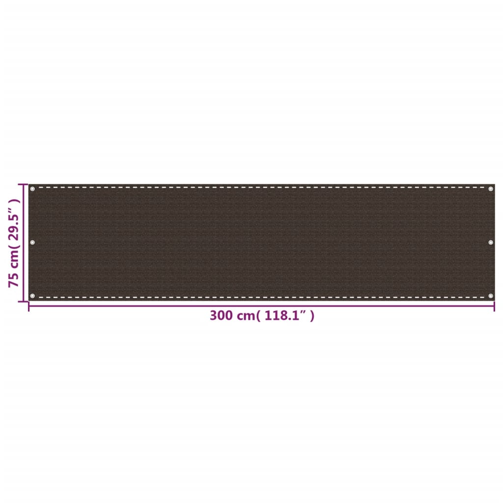 altanafskærmning 75x300 cm HDPE brun