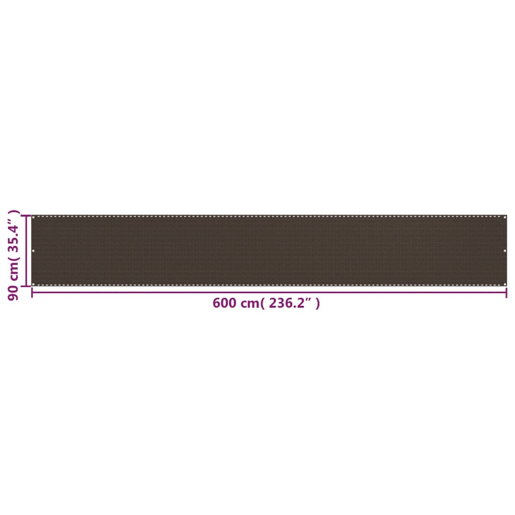 altanafskærmning 90x600 cm HDPE brun