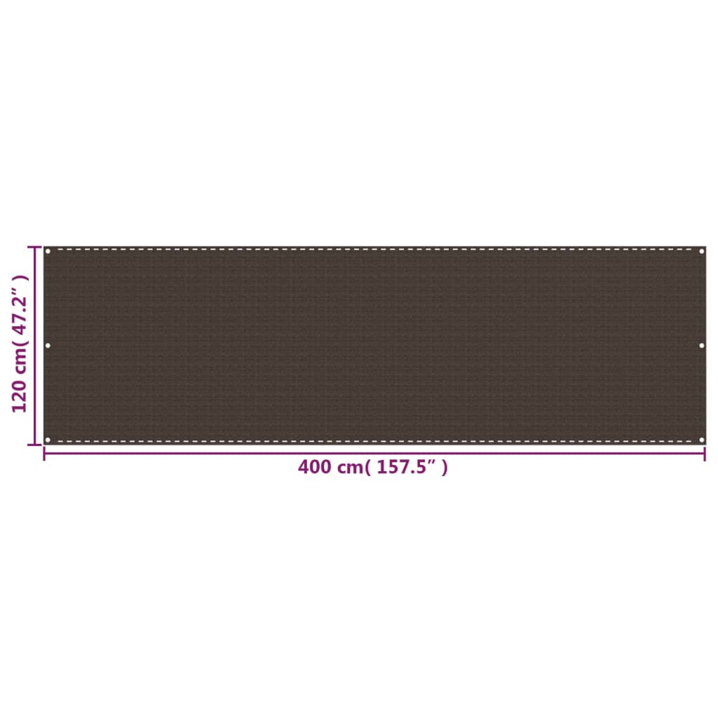 altanafskærmning 120x400 cm HDPE brun