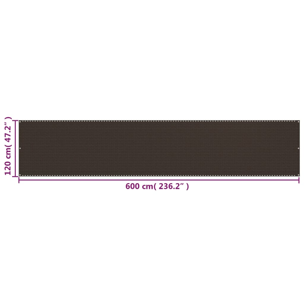 altanafskærmning 120x600 cm HDPE brun