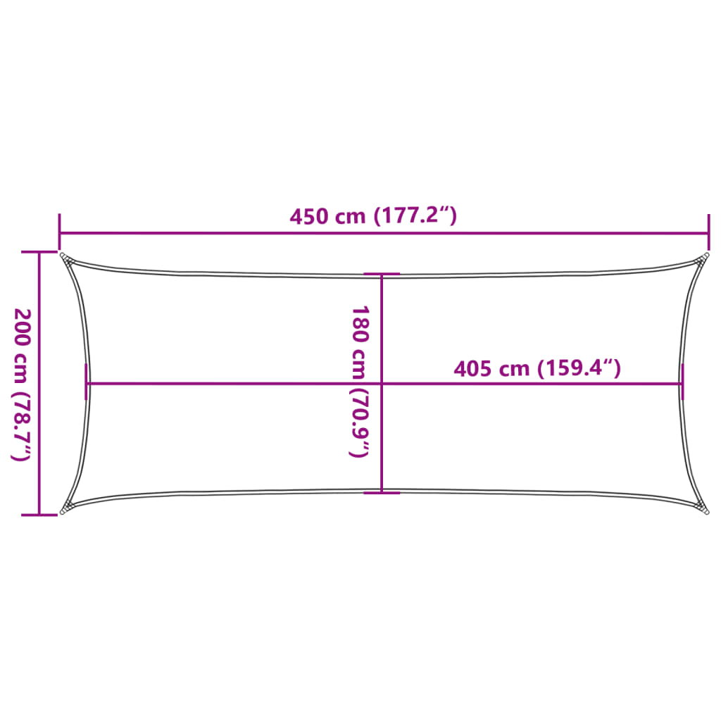 solsejl 160 g/m² 2x4,5 m HDPE antracitgrå