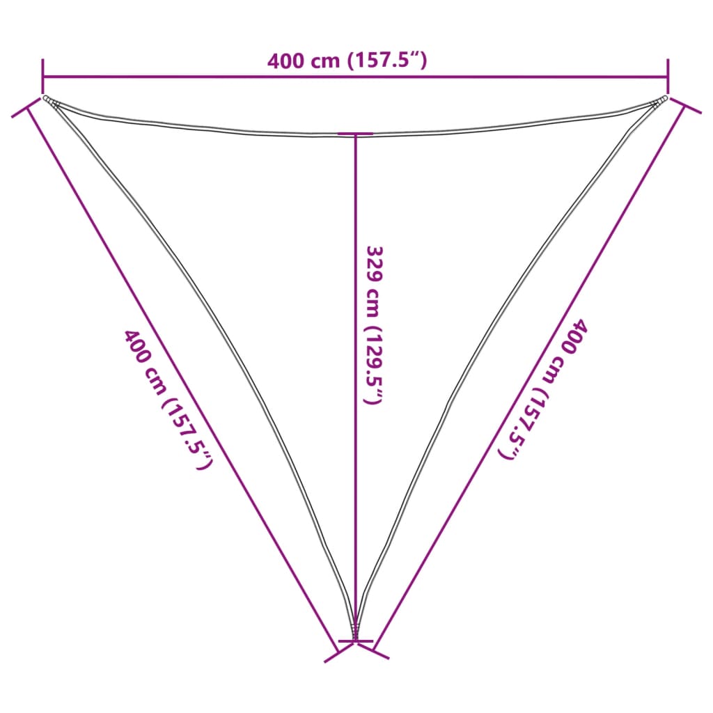solsejl 160 g/m² 4x4x4 m HDPE antracitgrå