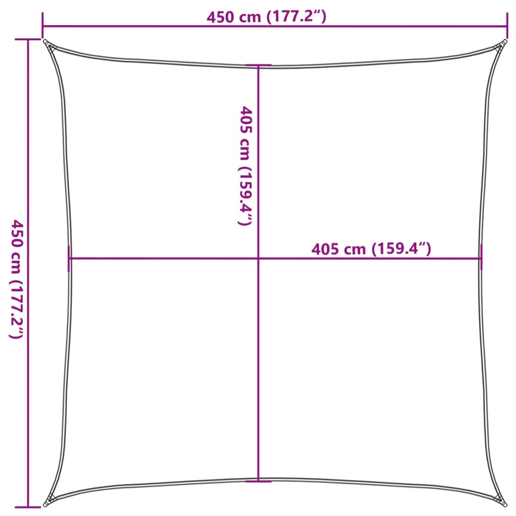 solsejl 4,5x4,5 m 160 g/m² HDPE beige