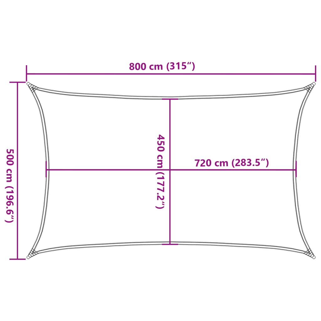 solsejl 160 g/m² 5x8 m HDPE beige