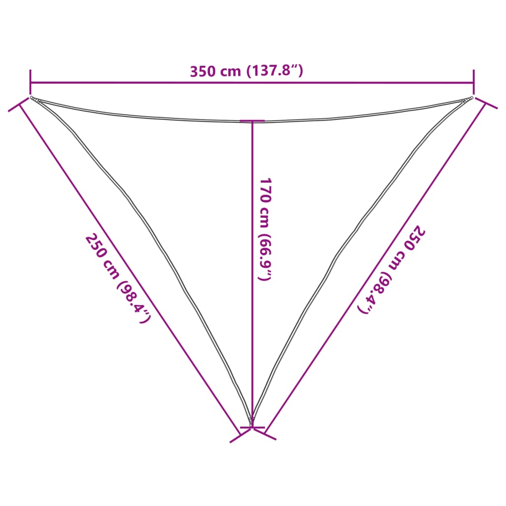 solsejl 160 g/m² 2,5x2,5x3,5 m HDPE beige
