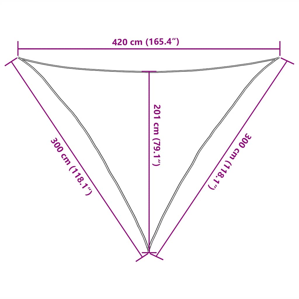 solsejl 160 g/m² 3x3x4,2 m HDPE beige