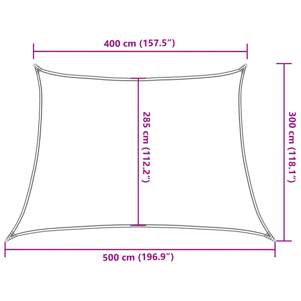 solsejl 160 g/m² 4/5x3 m HDPE beige