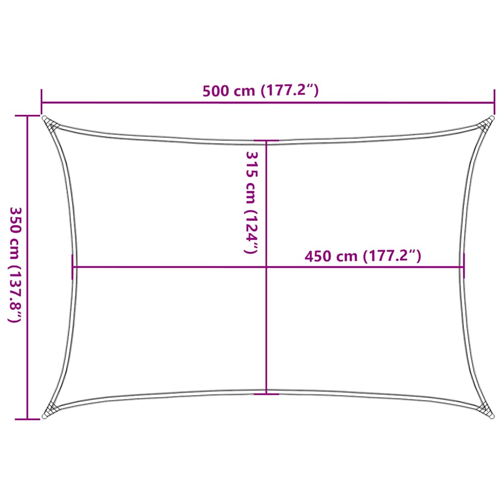 solsejl 3,5x5 m 160 g/m² HDPE cremefarvet