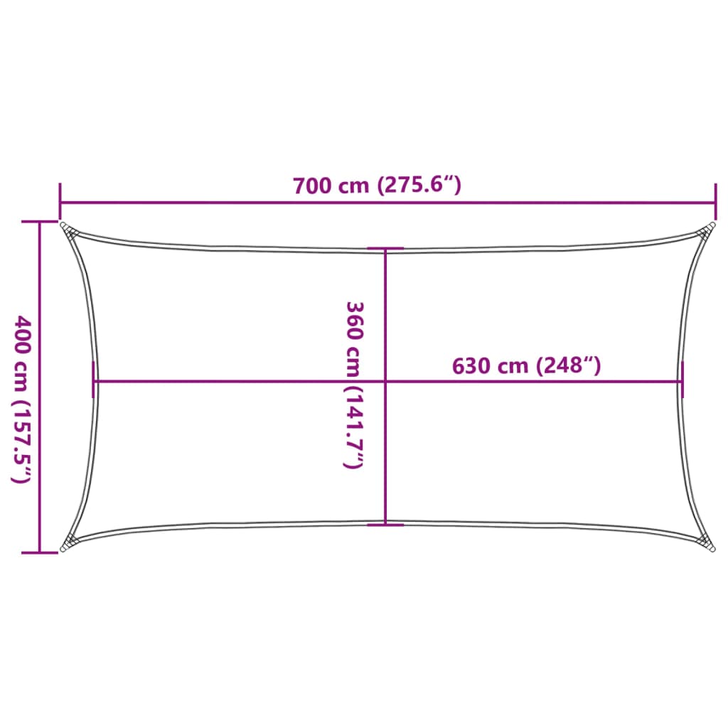 solsejl 160 g/m² 4x7 m HDPE cremefarvet
