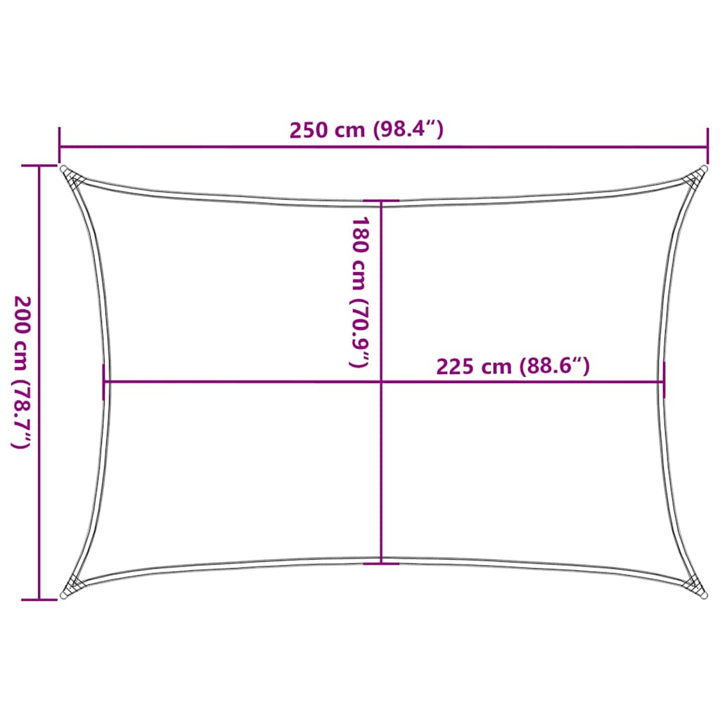 solsejl 160 g/m² 2x2,5 m HDPE hvid