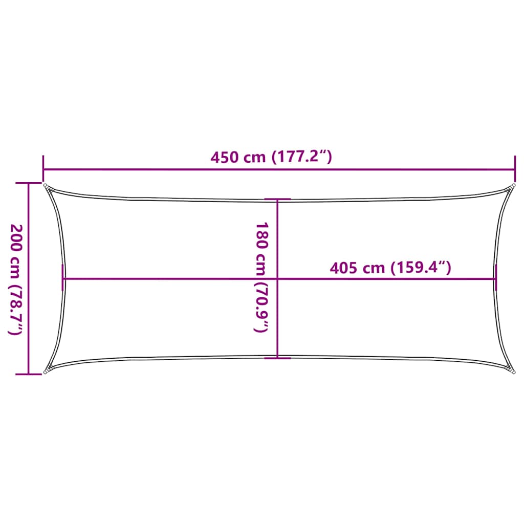 solsejl 160 g/m² 2x4,5 m HDPE hvid