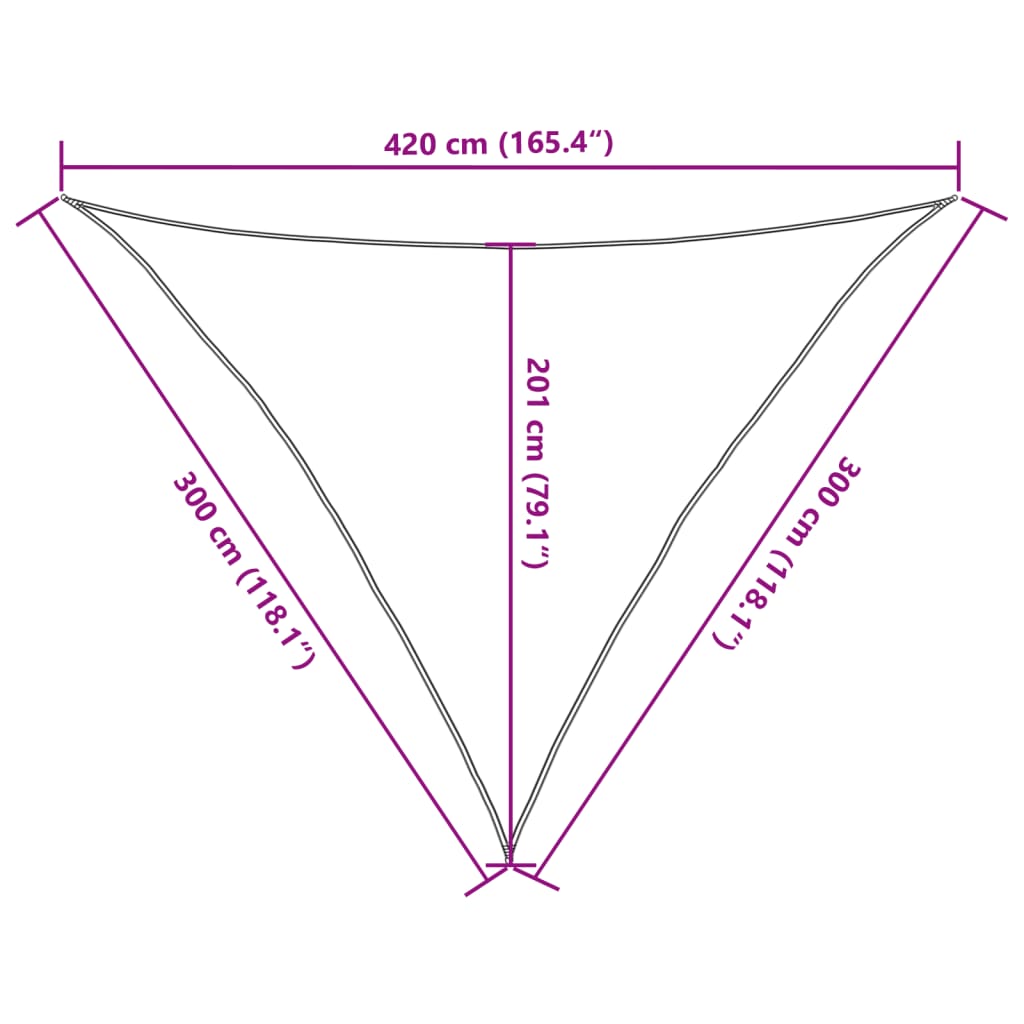 solsejl 160 g/m² 3x3x4,2 m HDPE hvid