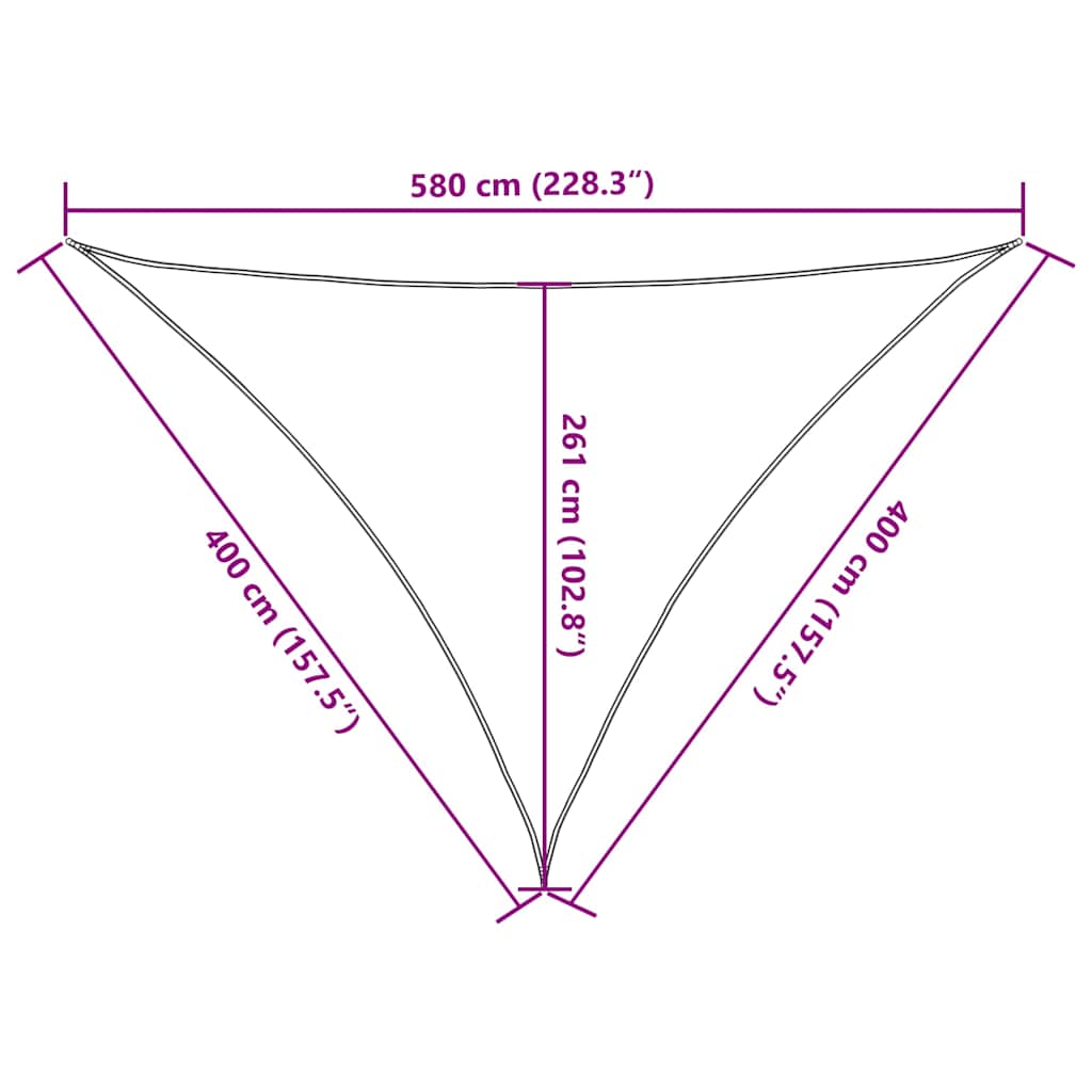 solsejl 4x4x5,8 m 160 g/m² HDPE hvid