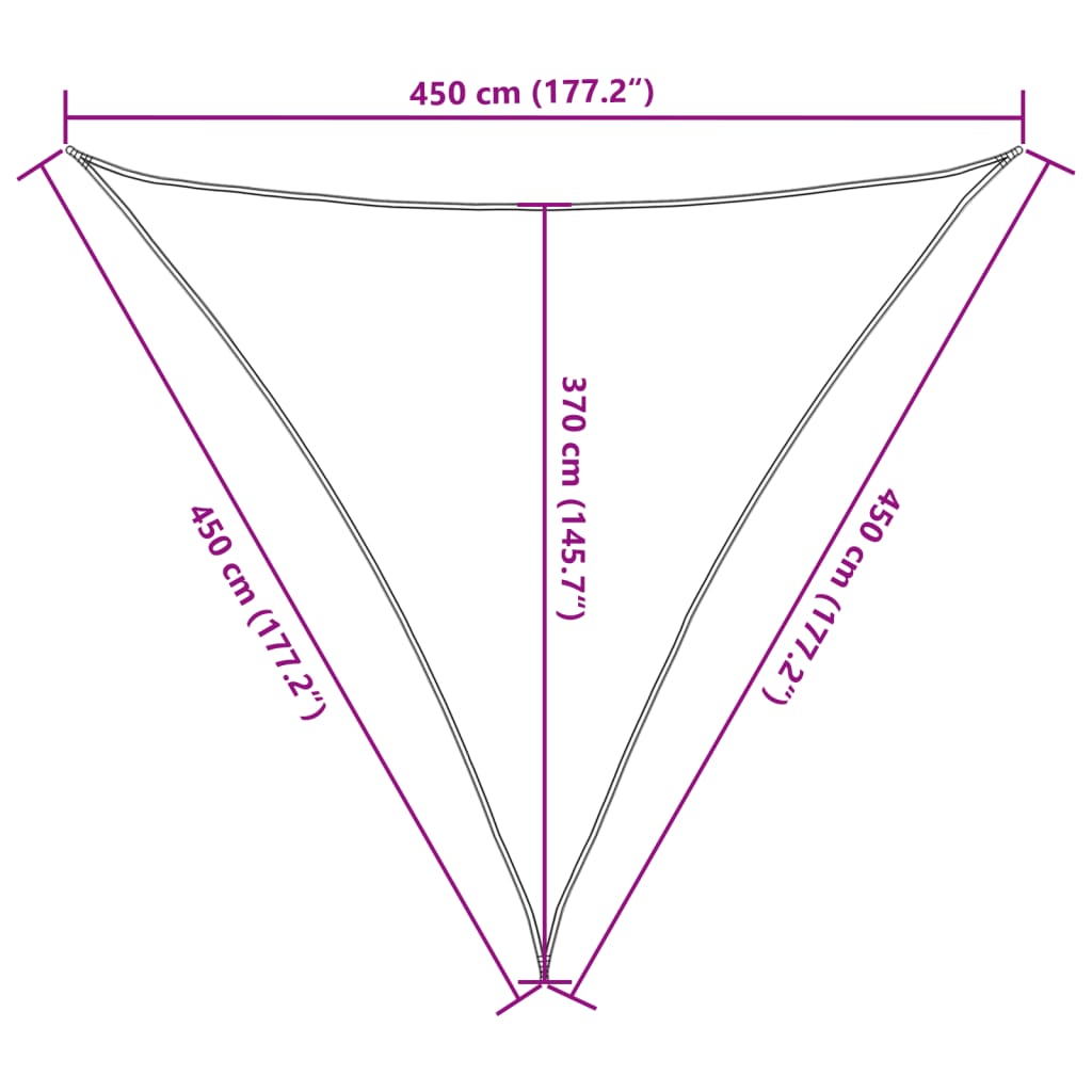 solsejl 160 g/m² 4,5x4,5x4,5 m HDPE hvid
