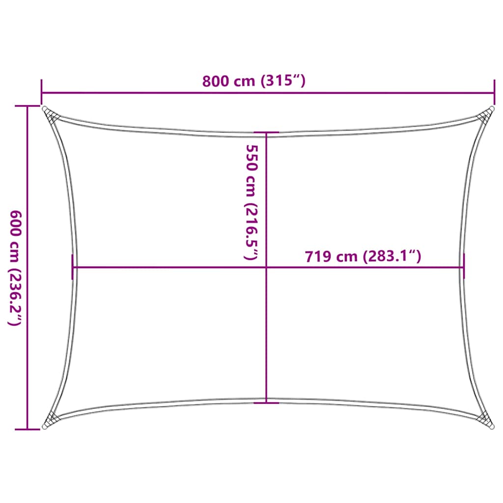 solsejl 6x8 m 160 g/m² HDPE lysegrøn