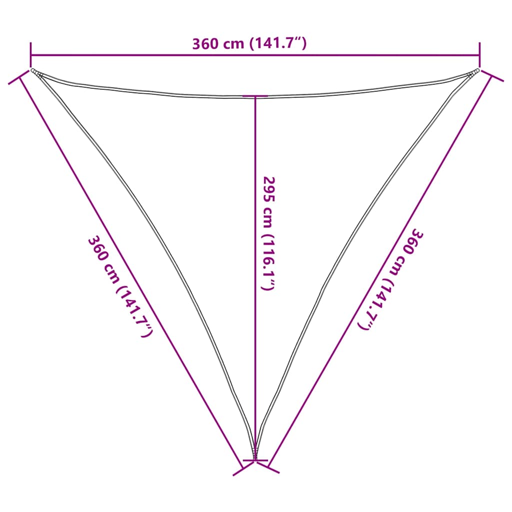 solsejl 3,6x3,6x3,6 m 160 g/m² HDPE lysegrøn