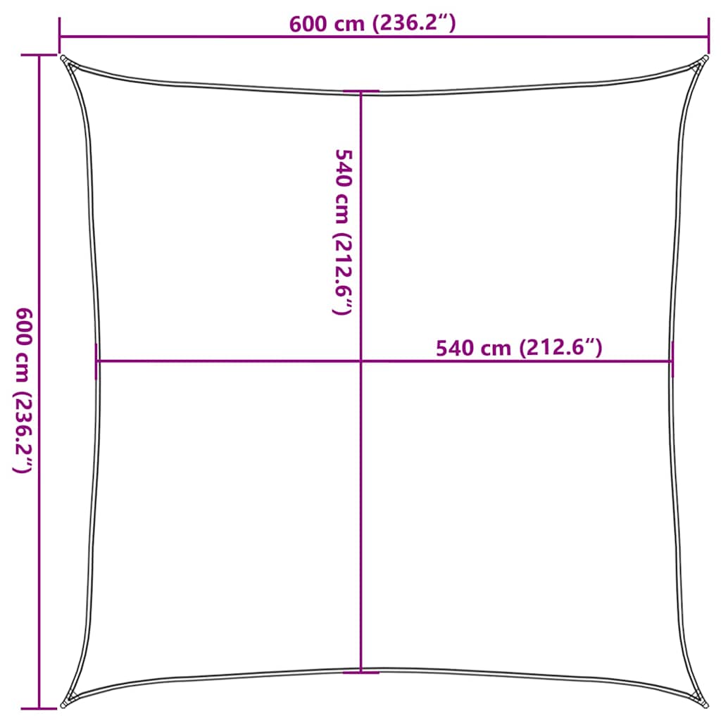 solsejl 6x6 m 160 g/m² HDPE terrakottafarvet