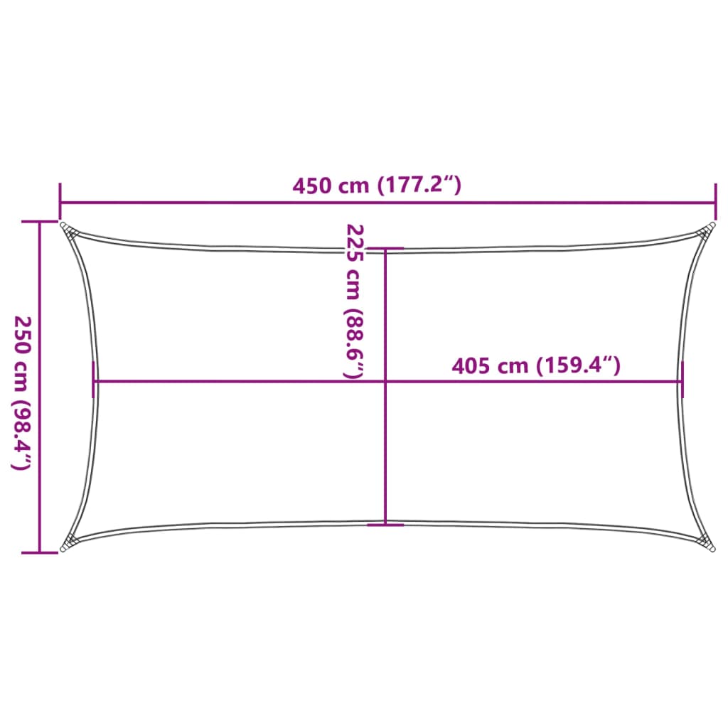 solsejl 2,5x4,5 m 160 g/m² HDPE terrakotta