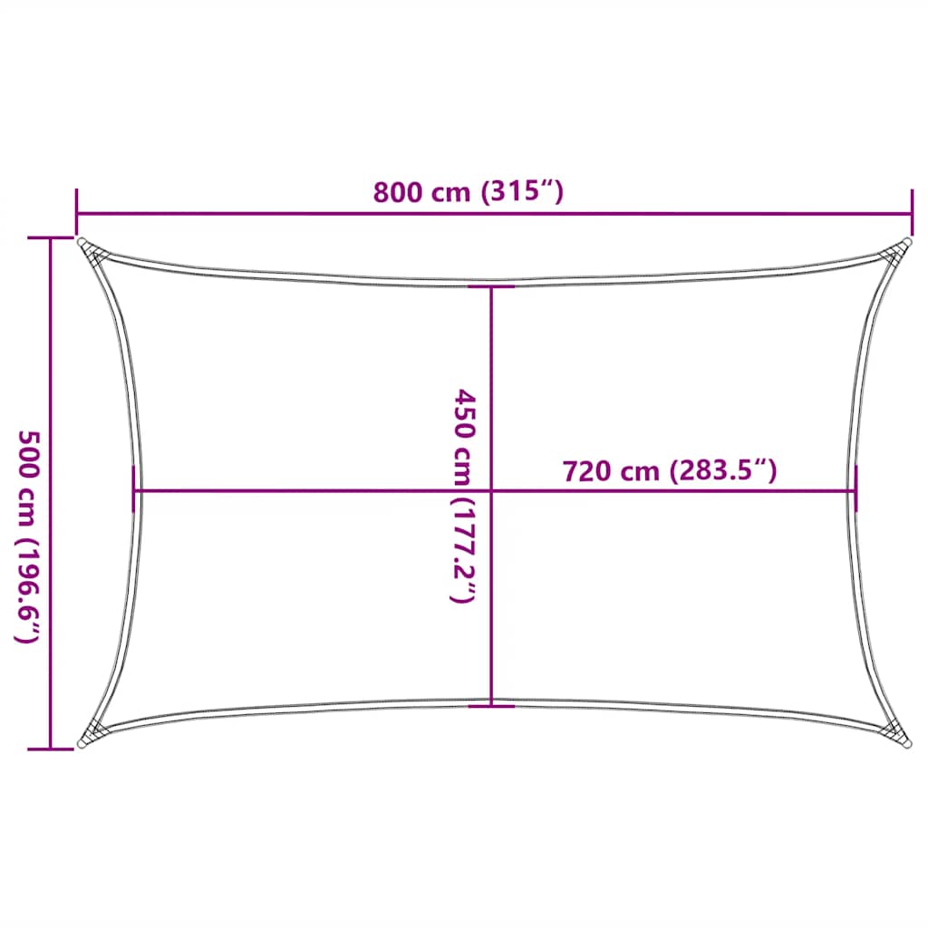 solsejl 160 g/m² 5x8 m HDPE gråbrun