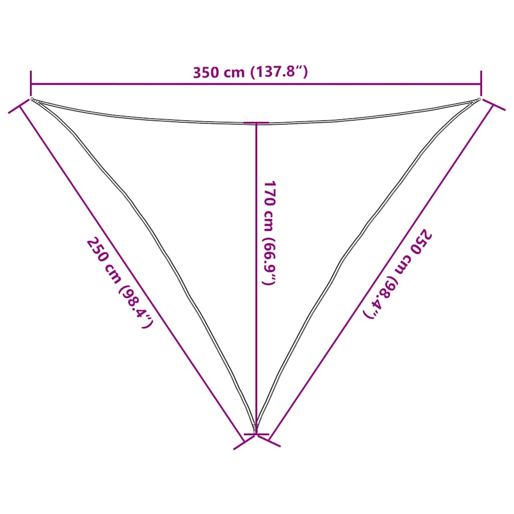 solsejl 160 g/m² 2,5x2,5x3,5 m HDPE gråbrun