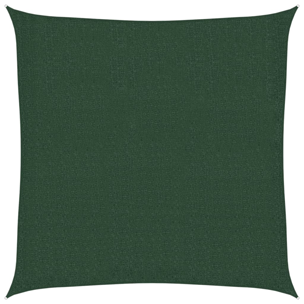 solsejl 3,6x3,6 m 160 g/m² HDPE mørkegrøn